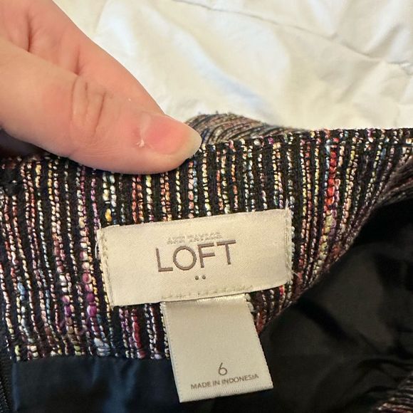 Loft multi colored mini pencil skirt size 6. Black with rainbow striped mini - Picture 5 of 10